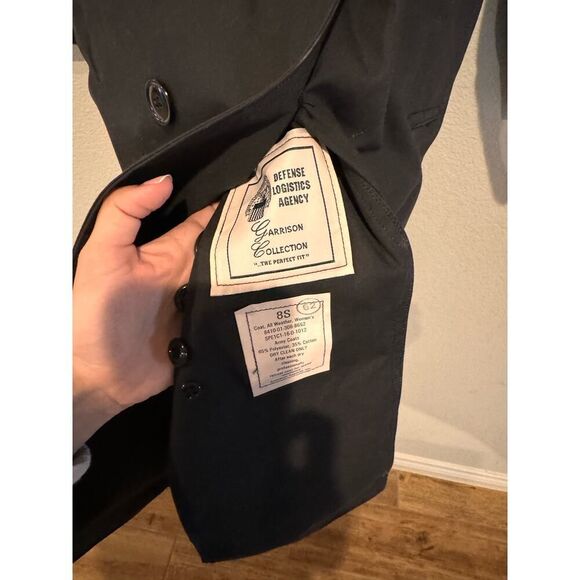 DLA Garrison Collection Unisex Size 8S Black Military Trench Coat Navy‎ Blue NWT - Picture 5 of 5